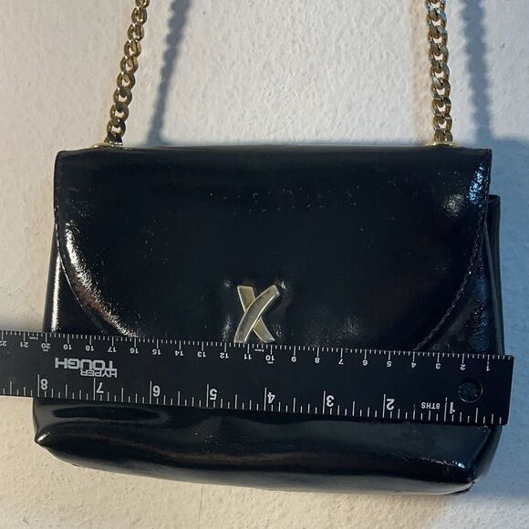 Paloma Picasso Black Gold X Crossbody Bag Chain Link Strap Patent Leather Small - Picture 11 of 14